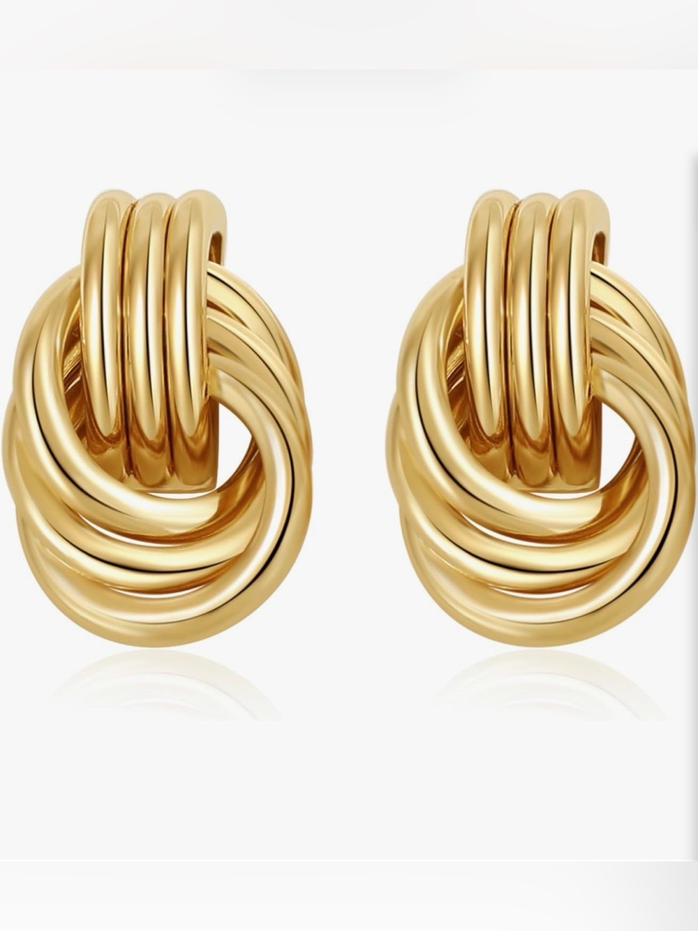 Gold Interlocking Knot Hoop Earrings - Women Jewelry